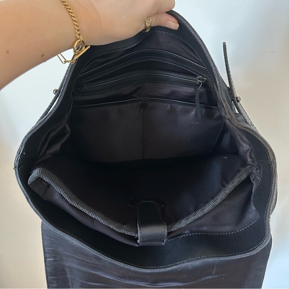 Still Nordic Jalen Large Canvas/Leather Backpack Laptop Bag in Black Unisex - Picture 11 of 15